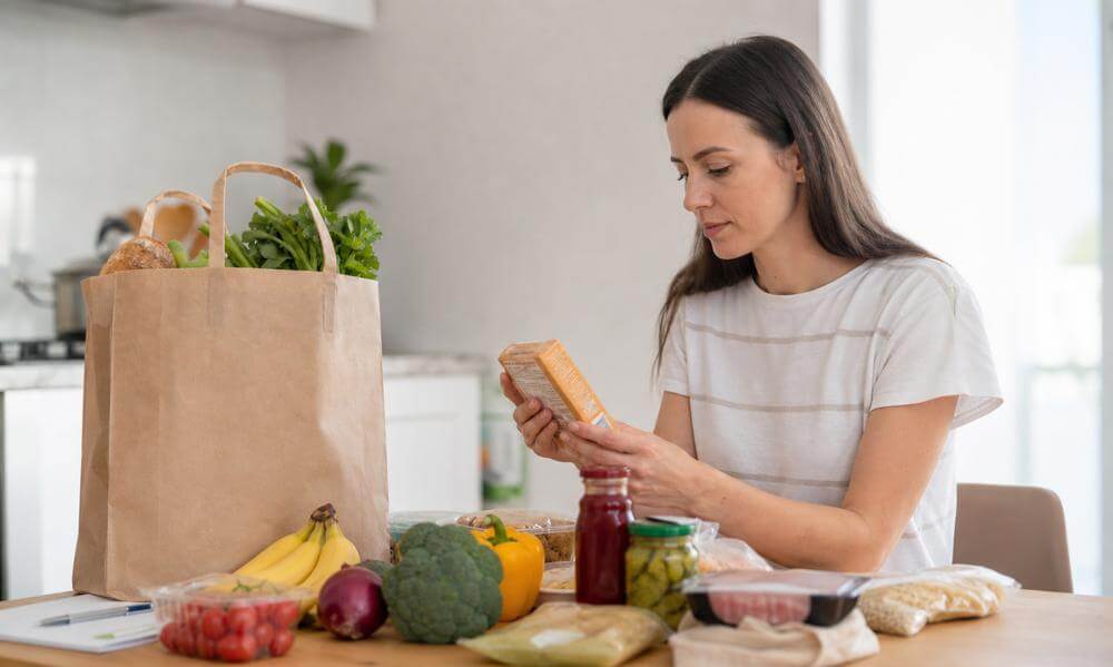 Покупатель сравнивает состав и пищевую ценность продуктов