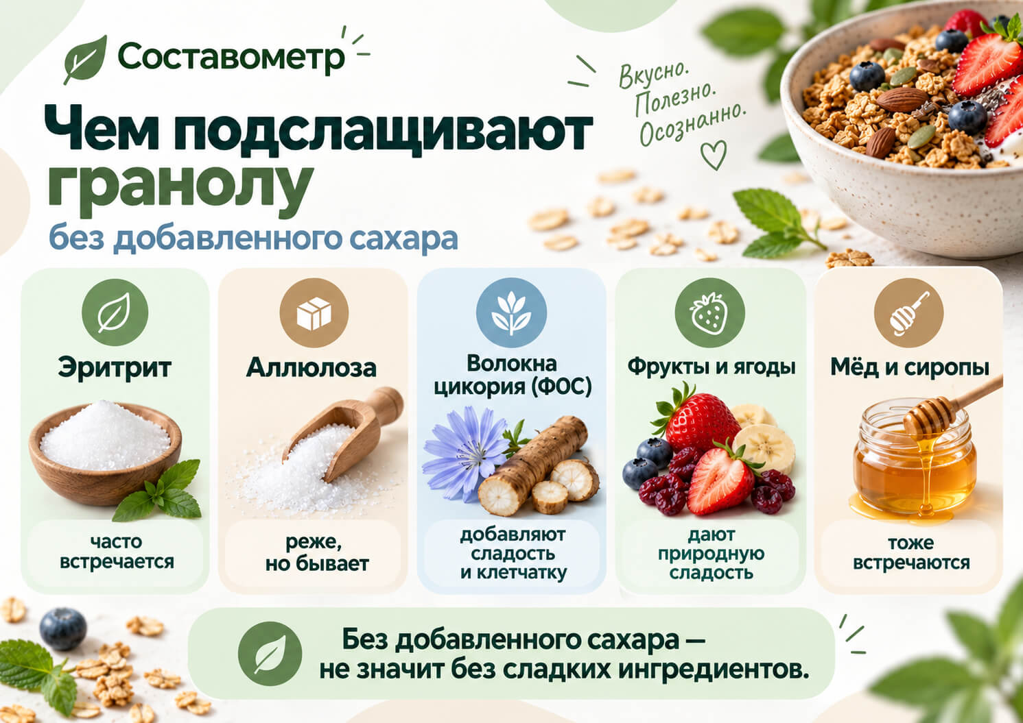 Чем подслащивают гранолу без добавленного сахара